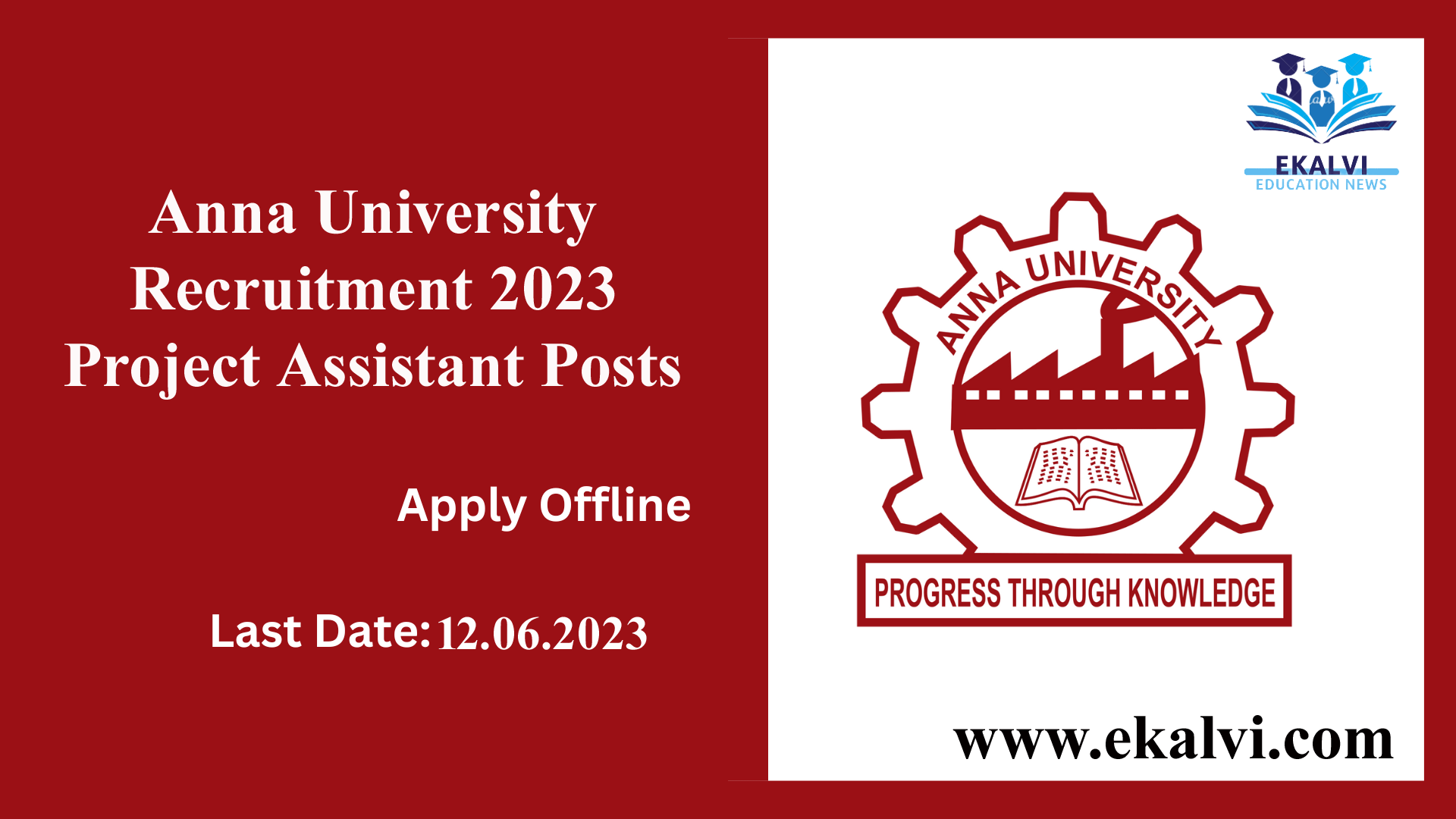 Anna University Recruitment 2023 Project Assistant Posts