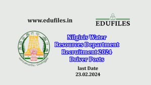 Nilgiris Water Resources Department Recruitment 2024 Driver Posts