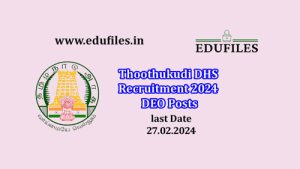 Thoothukudi DHS Recruitment 2024  DEO Posts