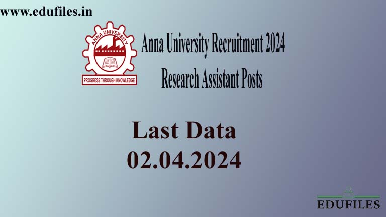 Anna University Recruitment 2024 – Research Assistant Posts