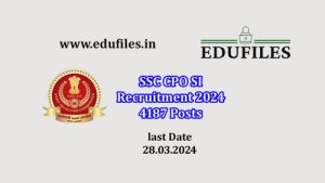 SSC CPO SI Recruitment 2024 4187 Posts