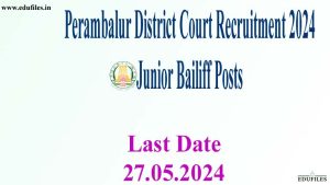 Perambalur District Court Recruitment 2024  Junior Bailiff Posts